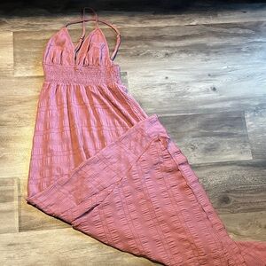 Pink Maxi Dress with Spaghetti Straps